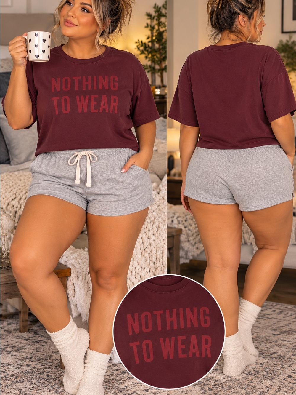 All Saints Maroon 'Nothing To Wear' Tee